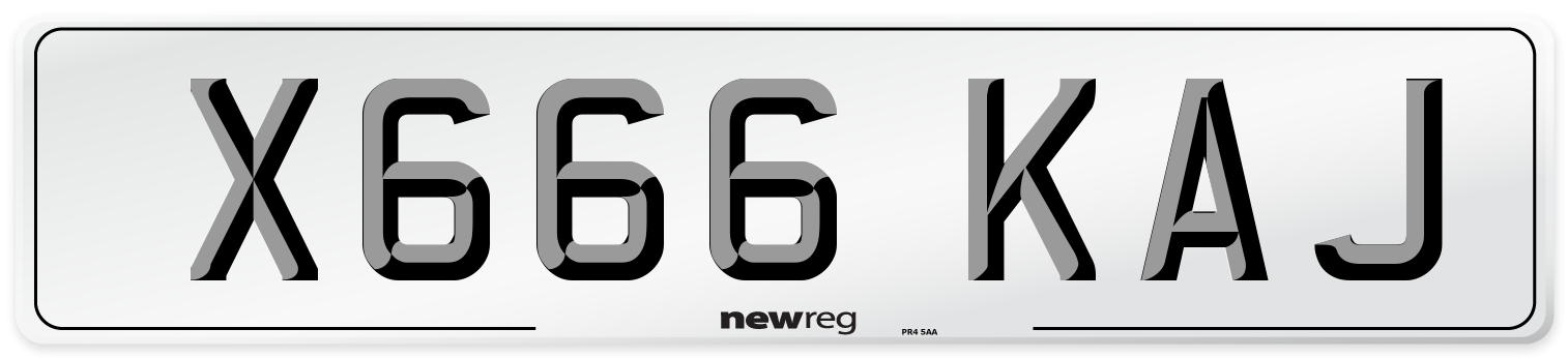 X666 KAJ Number Plate from New Reg